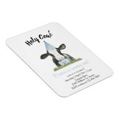 可愛い牛とブルーパーティー帽子&ボウタイ招待 マグネット (右側)