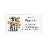 可愛い牛のひまわりモーうちは引っ越し ラベル (正面)