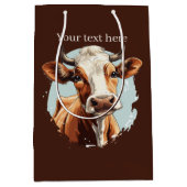 可愛い牛の愛好家のカスタマイズ ミディアムペーパーバッグ (正面)