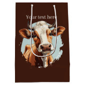 可愛い牛の愛好家のカスタマイズ ミディアムペーパーバッグ (裏面)