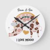 可愛い牛の贈りカスタマイズ物が大好き ラウンド壁時計 (正面)