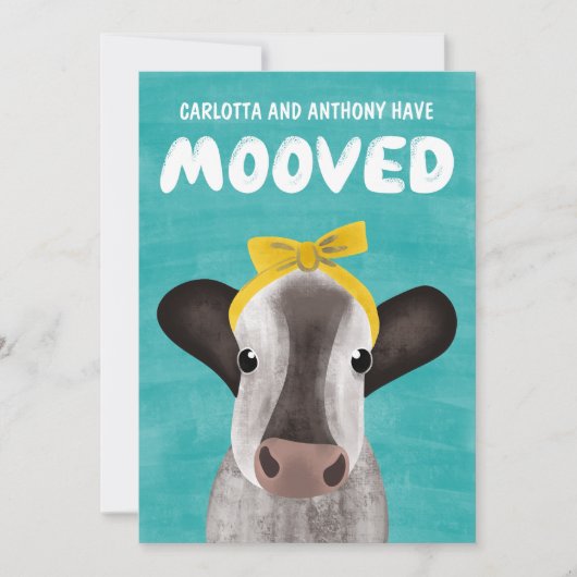 可愛い牛をテーマにした引越し住所 案内状 (正面)