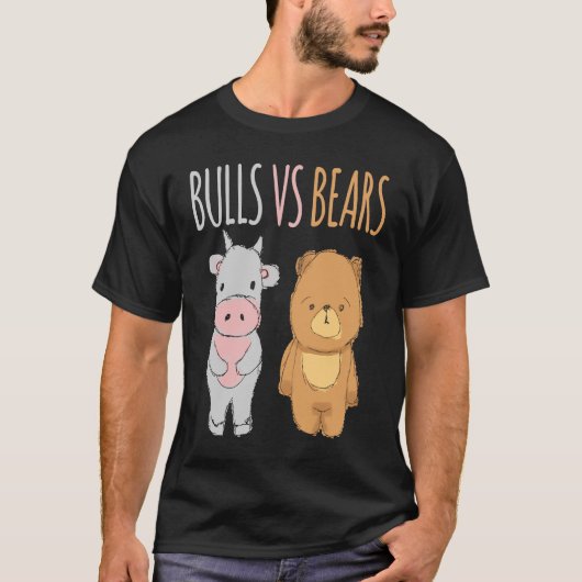 可愛い牛vsクマforex暗号在庫業者 tシャツ (正面)