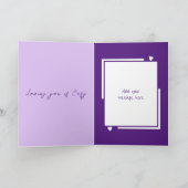 可愛い犬が紫のバレンタインデーを名付ける カード (内部)