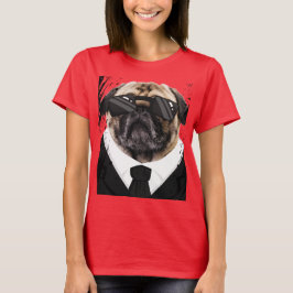 可愛い犬が黒く腫れ Tシャツ