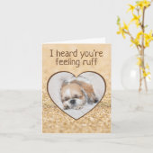 可愛い犬しずが眠っているハートのキラキラを得る カード (黄色い花)