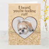 可愛い犬しずが眠っているハートのキラキラを得る カード (黄色い花)