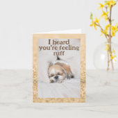 可愛い犬しずが眠っている金ゴールドのキラキラを得る カード (黄色い花)