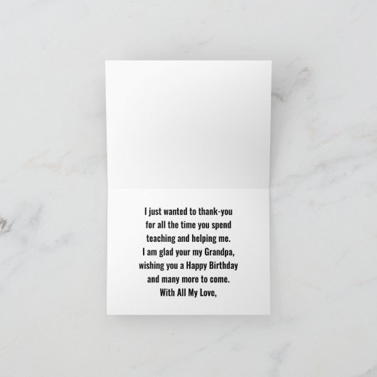 可愛い犬とアップおじいちゃん誕生日カード カード (内部)