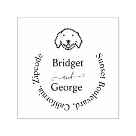 可愛い犬とラウンドリターンアドレス黒 セルフインキングスタンプ