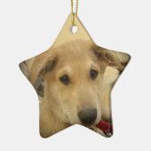 可愛い犬と子犬Mans第二最高のの友人.png セラミックオーナメント (左)