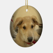 可愛い犬と子犬Mans第二最高のの友人.png セラミックオーナメント (右)