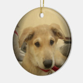 可愛い犬と子犬Mans第二最高のの友人.png セラミックオーナメント (左)