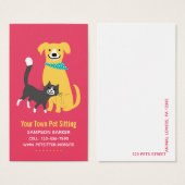 可愛い犬と猫のカラフルペットケアビジネスカード (正面&裏面)