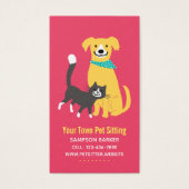 可愛い犬と猫のカラフルペットケアビジネスカード (正面)
