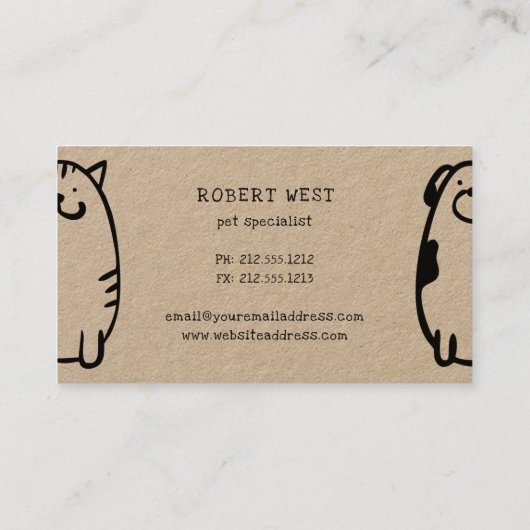 可愛い犬と猫のドードゥーのペットの搭乗 名刺 (裏面)