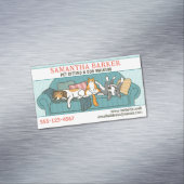 可愛い犬と猫ペット気に座おもしろい マグネット名刺 (インサイチュ)