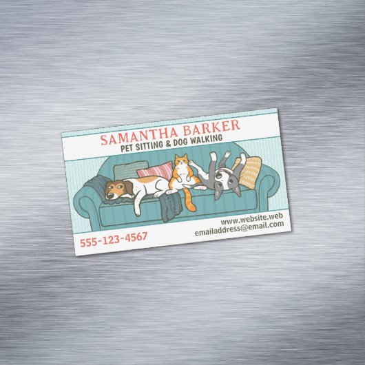 可愛い犬と猫ペット気に座おもしろい マグネット名刺 (インサイチュ)
