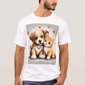 可愛い犬と猫 Tシャツ (正面)