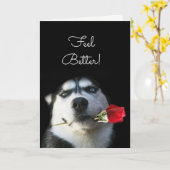 可愛い犬と花が感じより上手にカード カード (黄色い花)