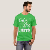 可愛い犬ねこ姉妹犬ねこ愛猫D ret Tシャツ (正面フル)