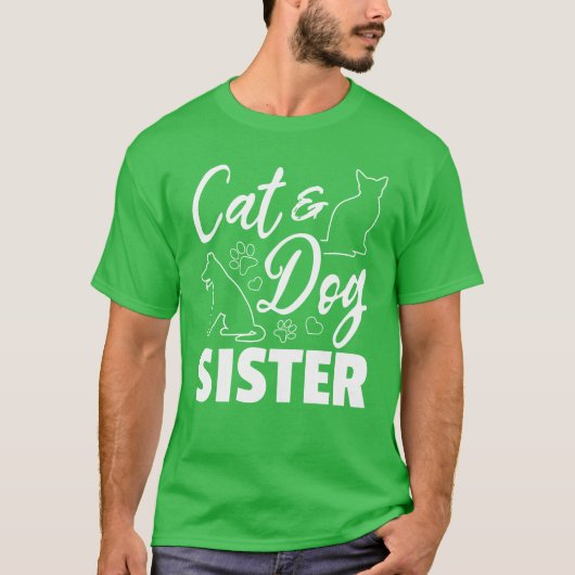 可愛い犬ねこ姉妹犬ねこ愛猫D ret Tシャツ (正面)