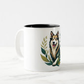 可愛い犬のウオータークーラーの子犬 ツートーンマグカップ (正面左)