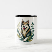 可愛い犬のウオータークーラーの子犬 ツートーンマグカップ (中央)