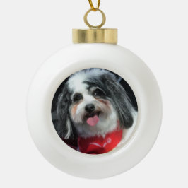 可愛い犬のクリスマスオーナメント、K-Ceeスカーフ セラミックボールオーナメント