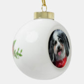 可愛い犬のクリスマスオーナメント、K-Ceeスカーフ セラミックボールオーナメント (左)