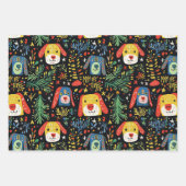 可愛い犬のクリスマスラッピング紙シート ラッピングペーパーシート (正面)