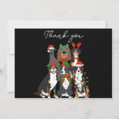 可愛い犬のクリスマス感謝していユーホリデー葉書 サンキューカード (正面)
