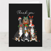 可愛い犬のクリスマス感謝していユーホリデー葉書 サンキューカード (正面)
