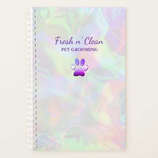 可愛い犬のグルーミングポー印刷ホログラフ プランナー手帳 (正面)