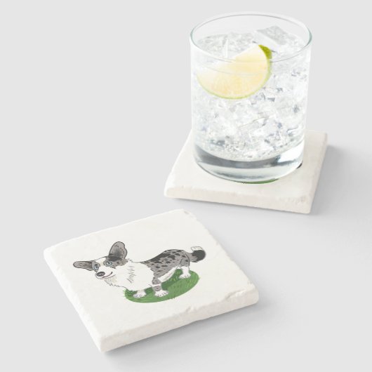 可愛い犬のコルギ・カーディガン。 ストーンコースター (横)