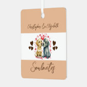 可愛い犬のソウルメイトは幸せ結婚したに茶色 メタルオーナメント (正面左)