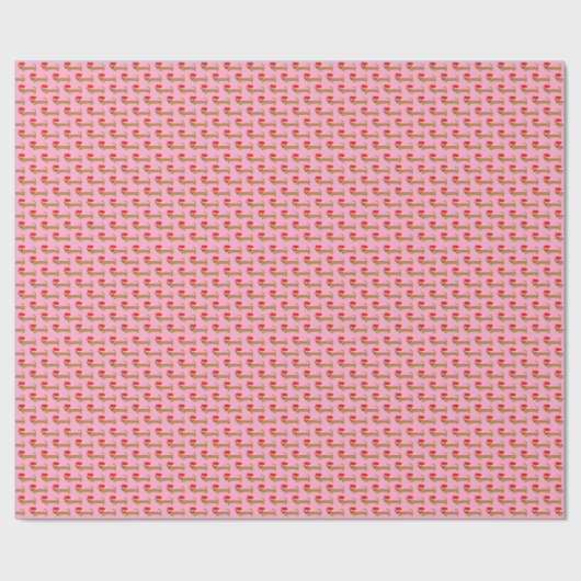 可愛い犬のダッシュントPastel漫画ピンクのクリスマス ラッピングペーパー (フラット)