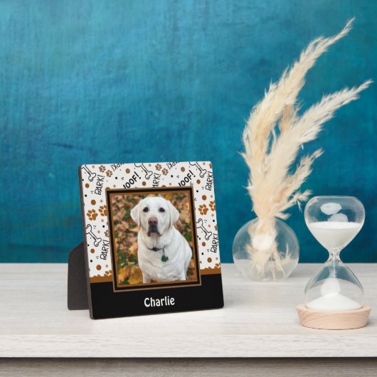 可愛い犬のバークボーン写真カスタマイズ名前 フォトプラーク (インサイチュ)