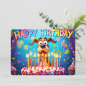 可愛い犬のバースデーカード 楽しいおちゃめな誕生日 カード (スタンド正面)