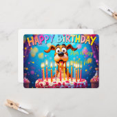 可愛い犬のバースデーカード 楽しいおちゃめな誕生日 カード (正面/裏面インサイチュ)
