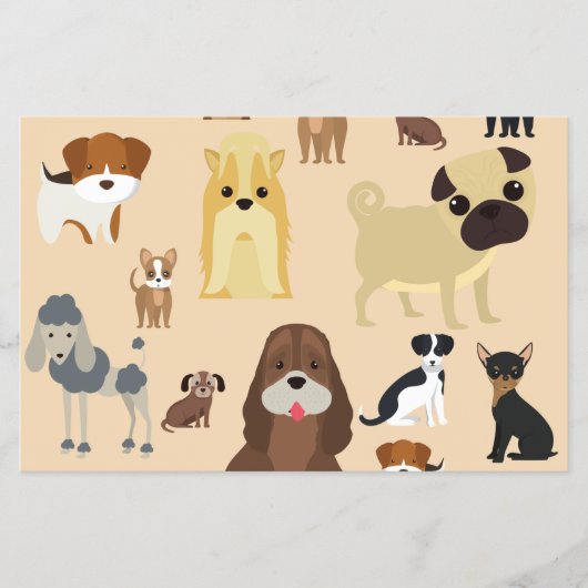 可愛い犬のパターンデザイン愛犬家 – ベージュバック チラシ (正面)