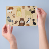 可愛い犬のパターンデザイン愛犬家 – ベージュバック チラシ (ハンドル)