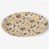 可愛い犬のパターンデザイン愛犬家 – ベージュバック ペーパープレート (アングル)