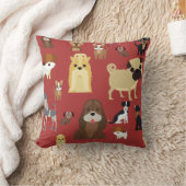 可愛い犬のパターンデザイン愛犬家 – 赤い背中 クッション (ブランケット)