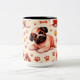 可愛い犬のパターン11oz.コーヒーマグ ツートーンマグカップ