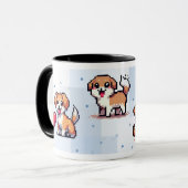 可愛い犬のピクセルアートマグは愛犬家に最適！ マグカップ (正面左)