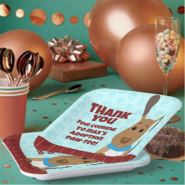 可愛い犬のフェンスでペット養子縁組パットプリントありがとう ペーパープレート