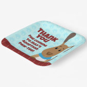 可愛い犬のフェンスでペット養子縁組パットプリントありがとう ペーパープレート (傾斜あり)