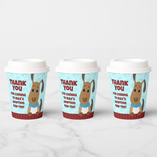 可愛い犬のフェンスでペット養子縁組パットプリントありがとう 紙コップ (複数)