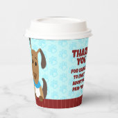 可愛い犬のフェンスでペット養子縁組パットプリントありがとう 紙コップ (左)